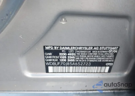 2005 Mercedes-Benz E 500 from USA, damaged, VIN WDBUF70J85A652723